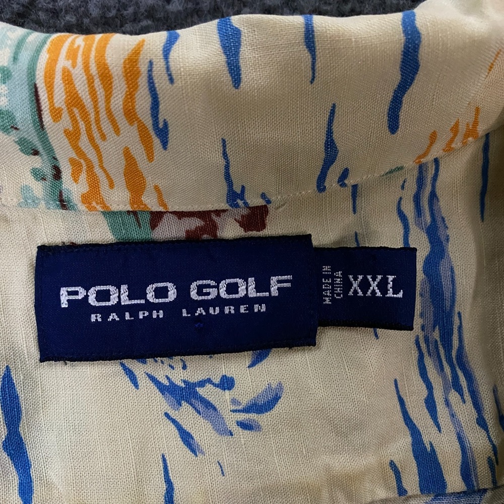 Polo Sport Ralph Lauren Shirt Mens 2XL Hawaiian Linen Silk Camp Loop Collar Surf - Picture 4 of 10